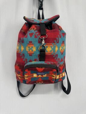 Pendleton Wool Mini Backpack Southwest Aztec Drawstring Bag Cowboy Boho Sack